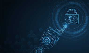 Ağ ve asma kilit ile ekrana tıklanıyor. Siber güvenlik veri koruması iş teknolojisi gizlilik kavramı