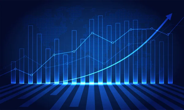 Gráfico Mercado Financeiro Ações Negociação Investimento Mercado Ações Ponto Bullish — Vetor de Stock