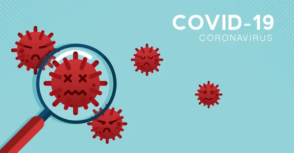 Μεγεθυντικό Γυαλί Covid Coronavirus Έννοια Κρούσμα Γρίπης Φόντο Πανδημία Ιατρική — Διανυσματικό Αρχείο