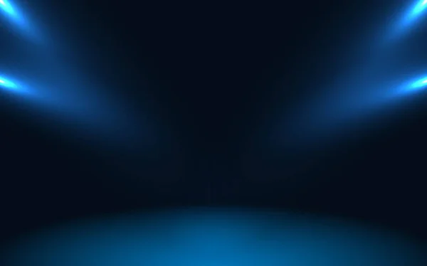 Kék Üres Szoba Stúdió Gradiens Használt Háttér Reflektorfénnyel Kijelzővel Vektor — Stock Vector