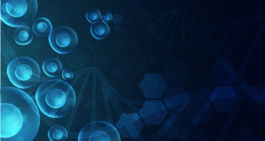 hücre ve DNA sağlık hizmetleri ve bilim ikonu desenli tıbbi yenilik kavramı arka plan vektör tasarımı.