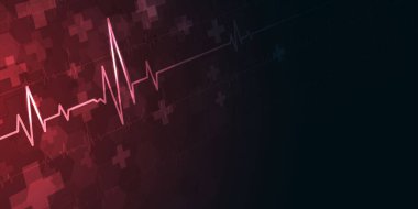 kalp atışı sağlık ve bilim ikonu tıbbi yenilik kavramı arka plan vektör tasarımı.