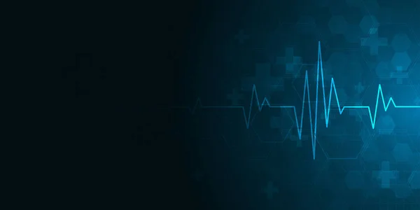 ハートビートヘルスケアとサイエンスアイコン医療イノベーションコンセプト背景ベクトルデザイン — ストックベクタ