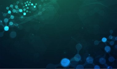 DNA dijital, dizi, parlayan kod yapısı. Bilim konsepti ve nano teknoloji geçmişi. vektör tasarımı.