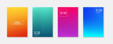 Minimum modern kapak tasarımı. Dinamik renkli gradyanlar. Gelecekteki geometrik desenler. Mavi, pembe, sarı, yeşil, turuncu, mor afiş şablonu.