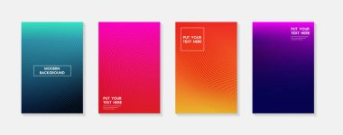Minimum modern kapak tasarımı. Dinamik renkli gradyanlar. Gelecekteki geometrik desenler. Mavi, pembe, sarı, yeşil, turuncu, mor afiş şablonu.