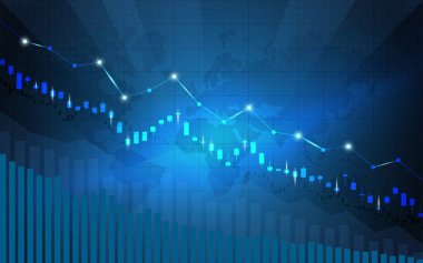 Borsa yatırım ticareti, Bullish puanı, Bearish puanı üzerine finansal borsa grafiği. İş fikri ve tüm sanat eserleri tasarımı için grafik trend. vektör illüstrasyonu.