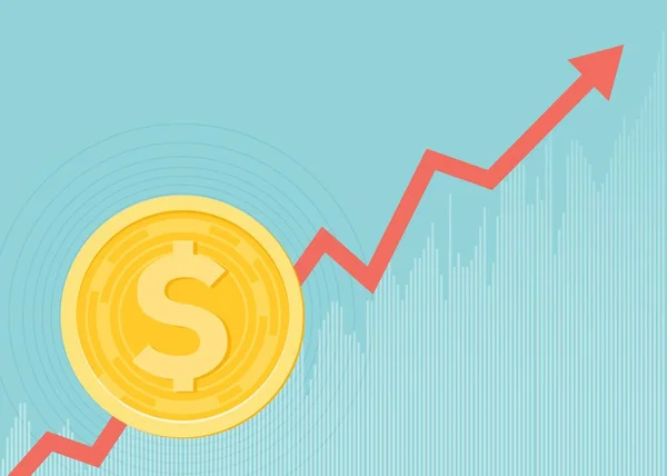 Concept Croissance Financière Avec Dollar Pièce Conception Vectorielle Graphique Revenu — Image vectorielle