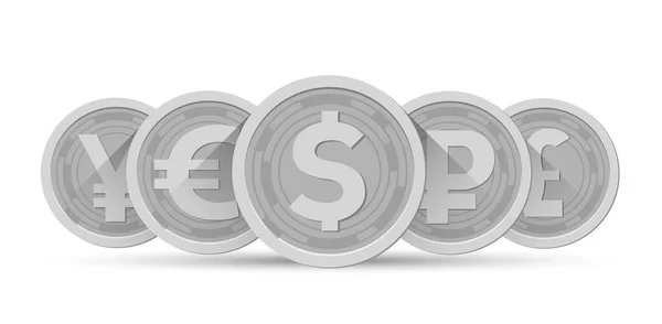 Ensemble Monnaies Isolées Sur Fond Blanc Illustration Vectorielle — Image vectorielle