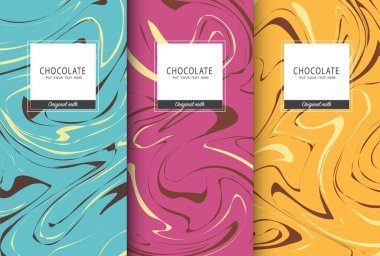 Çikolata paketleme seti. Paketleme için etiketli lüks ürün markalaştırma şablonu. Vektör tasarımı.