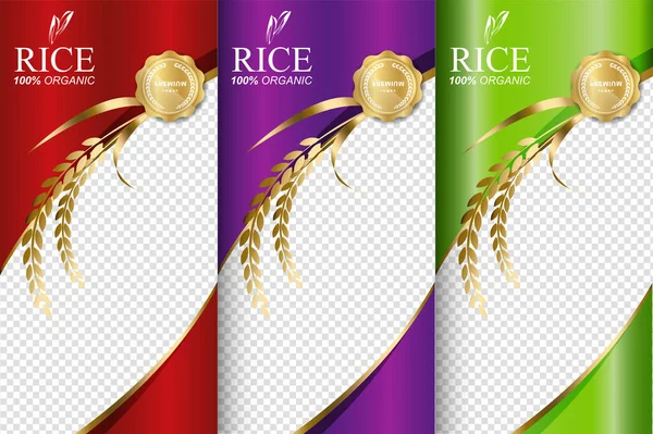 Rizs Élelmiszer Vagy Thai Élelmiszer Banner Poszter Sablon Vektor Tervezés — Stock Vector