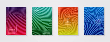 Minimum modern kapak tasarımı. Dinamik renkli gradyanlar. Gelecekteki geometrik desenler. Mavi, pembe, sarı, yeşil, turuncu, mor afiş şablonu.