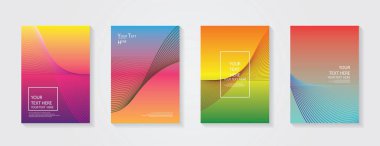 Dinamik renkli gradyanlar. Gelecekteki geometrik desenler. Mavi, pembe, sarı, yeşil, turuncu, mor afiş şablonu. Asgari modern kapak tasarımı. 