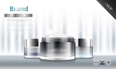 Kozmetik krem ve vücut losyonu poster prim cilt bakım ürünleri.