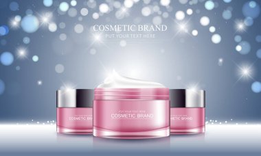 Kozmetik krem ve vücut losyonu poster prim cilt bakım ürünleri vektör tasarımı.