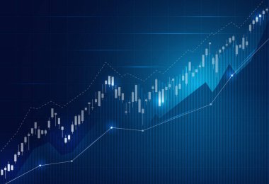 Borsa yatırım ticareti, Bullish puanı, Bearish puanı üzerine finansal borsa grafiği. İş fikri ve tüm sanat eserleri tasarımı için grafik trend. vektör illüstrasyonu.
