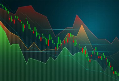 Borsa yatırım ticareti, Bullish puanı, Bearish puanı üzerine finansal borsa grafiği. İş fikri ve tüm sanat eserleri tasarımı için grafik trend. vektör illüstrasyonu.