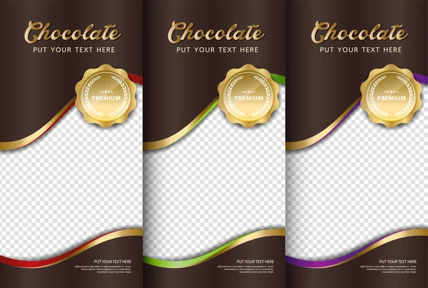 Csokoládé Szelet Csomagolás Készlet Trendi Luxus Termék Márka Sablon Címke — Stock Vector