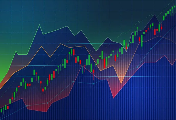 Financiële Beursgrafiek Effectenhandel Bullish Point Bearish Point Trend Van Grafiek — Stockvector