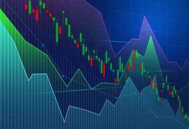 Borsa yatırım ticareti, Bullish puanı, Bearish puanı üzerine finansal borsa grafiği. İş fikri ve tüm sanat eserleri tasarımı için grafik trend. vektör illüstrasyonu.