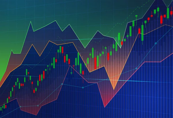 Financiële Beursgrafiek Effectenhandel Bullish Point Bearish Point Trend Van Grafiek — Stockvector