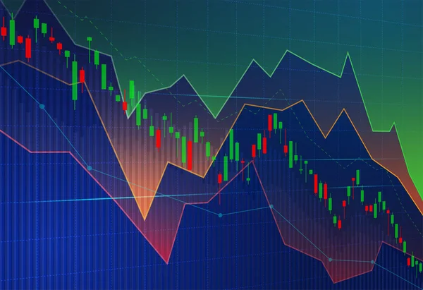 Graf Finančního Burzovního Trhu Pro Obchodování Akciemi Bullish Point Bearish — Stockový vektor