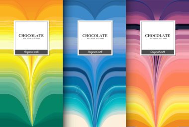 Çikolata paketleme seti. Paketleme için etiketli lüks ürün markalaştırma şablonu. Vektör tasarımı.