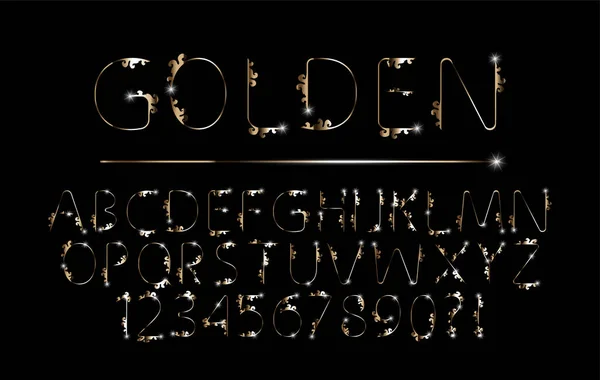一套精美的金黄色金属色标识字母表 招贴画 邀请函 — 图库矢量图片