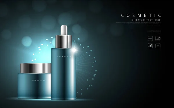 Cosmetic Product Poster Bottle Package Design Collagen Moisturizer Cream Liquid — Stock Vector