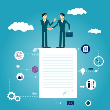 İş adamı başarıya yardım ediyor. iş konsepti çizimi.