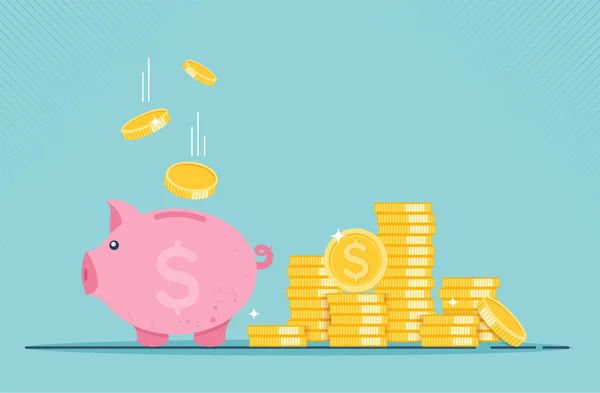 Piggy Bank Met Munt Pictogram Financiële Groei Concept Van Monetaire — Stockvector