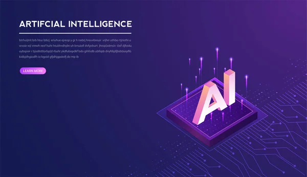Yapay zeka, makine öğrenimi, ai, gelecekteki teknoloji sanat çalışmaları, madencilik, izometrik, nöral ağ, makine programlama ve ilgili web afişi için derin veri öğrenimi. vektör Resimleri.