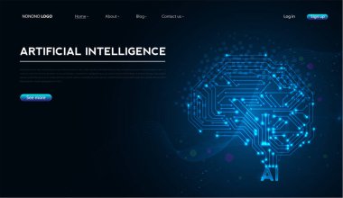 Beyin devresi olan yapay zeka. Dijital büyük verileri işlemeyi öğreniyor. Teknoloji ve mühendislik kavramı. vektör tasarımı.