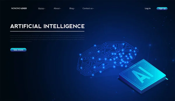 Umělá Inteligence Strojové Učení Datové Hluboké Učení Pro Budoucí Technologie — Stockový vektor