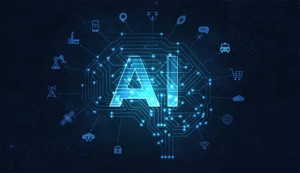 Kunstmatige Intelligentie Machine Learning Data Deep Learning Voor Toekomstige Technologie — Stockvector
