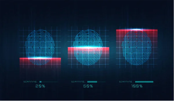 Laserowe Skanowanie Odcisków Palców Cyfrowej Biometrycznej Technologii Bezpieczeństwa Niski Geometryczny — Wektor stockowy