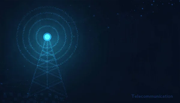 Telekommunikationssignalsender Funkmast Aus Leitungen Illustrationsvektordesign — Stockvektor