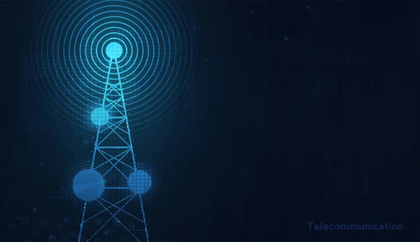 Πομπός Σήματος Τηλεπικοινωνιών Πύργος Ασυρμάτου Από Γραμμές Σχεδιασμός Διανύσματος Εικονογράφησης — Διανυσματικό Αρχείο