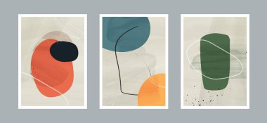 Duvar dekorasyonu, kartpostal ya da broşür kapağı tasarımı için farklı şekillere sahip soyut sanat geçmişi. Vektör illüstrasyonları.