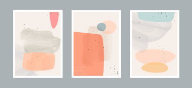 Duvar dekorasyonu, kartpostal ya da broşür kapağı tasarımı için farklı şekillere sahip soyut sanat geçmişi. Vektör illüstrasyonları.