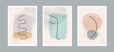 Duvar dekorasyonu, kartpostal ya da broşür kapağı tasarımı için farklı şekillere sahip soyut sanat geçmişi. Vektör illüstrasyonları.