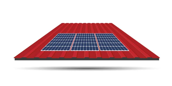 Solarmodul Auf Dem Dach Eines Hauses Konzept Nachhaltiger Ressourcen Vektorillustration — Stockvektor