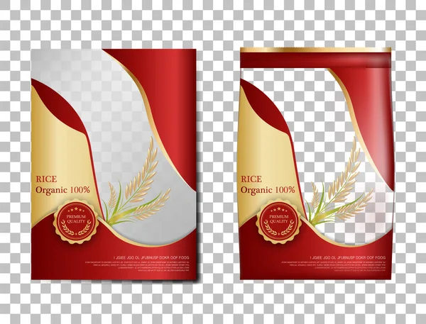 Pacote Arroz Tailândia Alimentos Produtos Banner Ouro Vermelho Arroz Modelo — Vetor de Stock