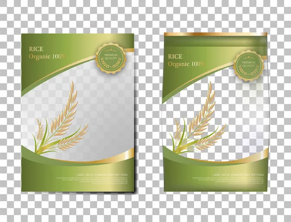 Pacote Arroz Tailândia Alimentos Produtos Banner Ouro Verde Arroz Modelo — Vetor de Stock