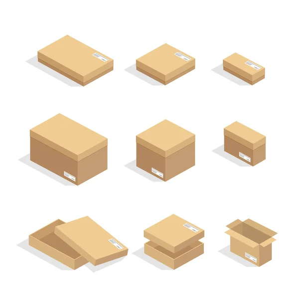 Lepenkové Krabice Nebo Balicí Papír Přepravní Schránka Kartonové Zásilky Zásilkové — Stockový vektor