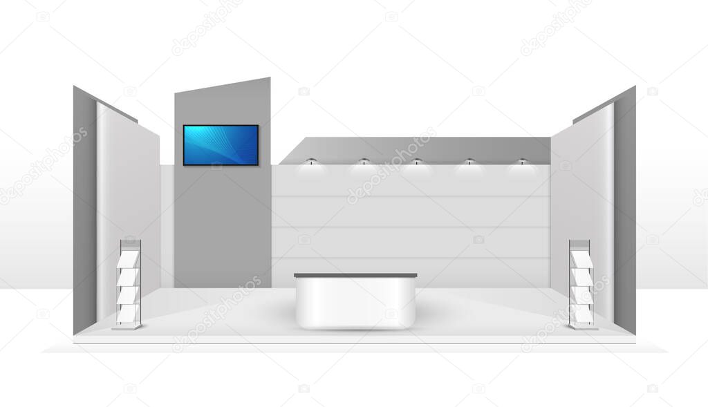 Booth template. corporate identity. creative exhibition stand vector illustration.