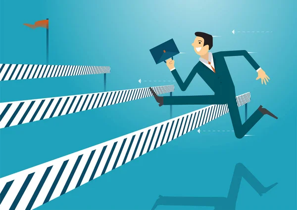 Business Illustration Concept Homme Affaires Sautant Par Dessus Des Obstacles — Image vectorielle