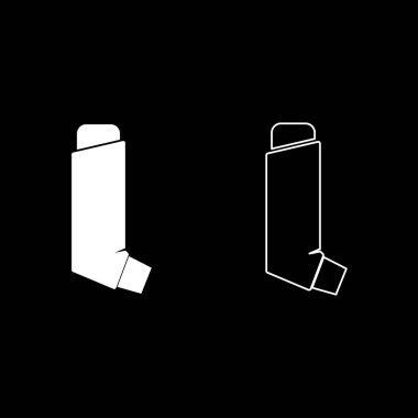 Beyaz renk vektör çizim düz stil basit resim anahat manuel inhaler Icon set