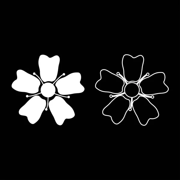 Flor Sakura Icono Conjunto Color Blanco Vector Ilustración Estilo Plano — Archivo Imágenes Vectoriales