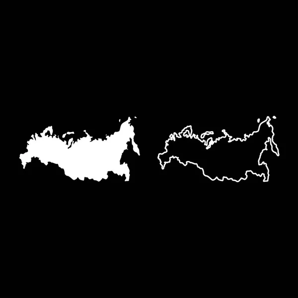 ロシア語アイコンの地図セット白色ベクトル図フラット スタイル シンプルな画像アウトライン — ストックベクタ